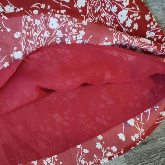 Red Floral Smocked Puff Sleeve Midi Dress - Picture 13 of 15